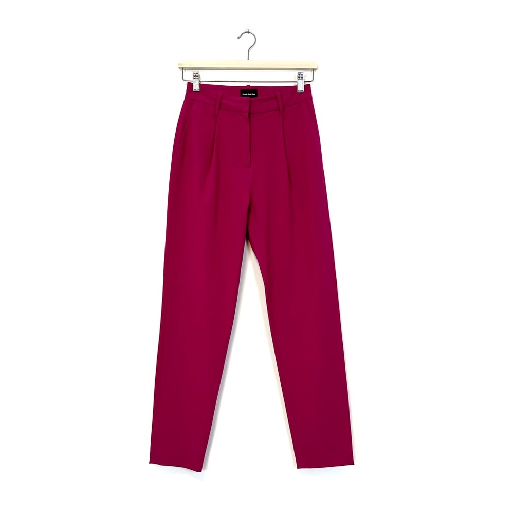 Frank & Oak | Hot Pink Wool Blend Pleated‎ Tapered Leg Trouser Pants Size 2